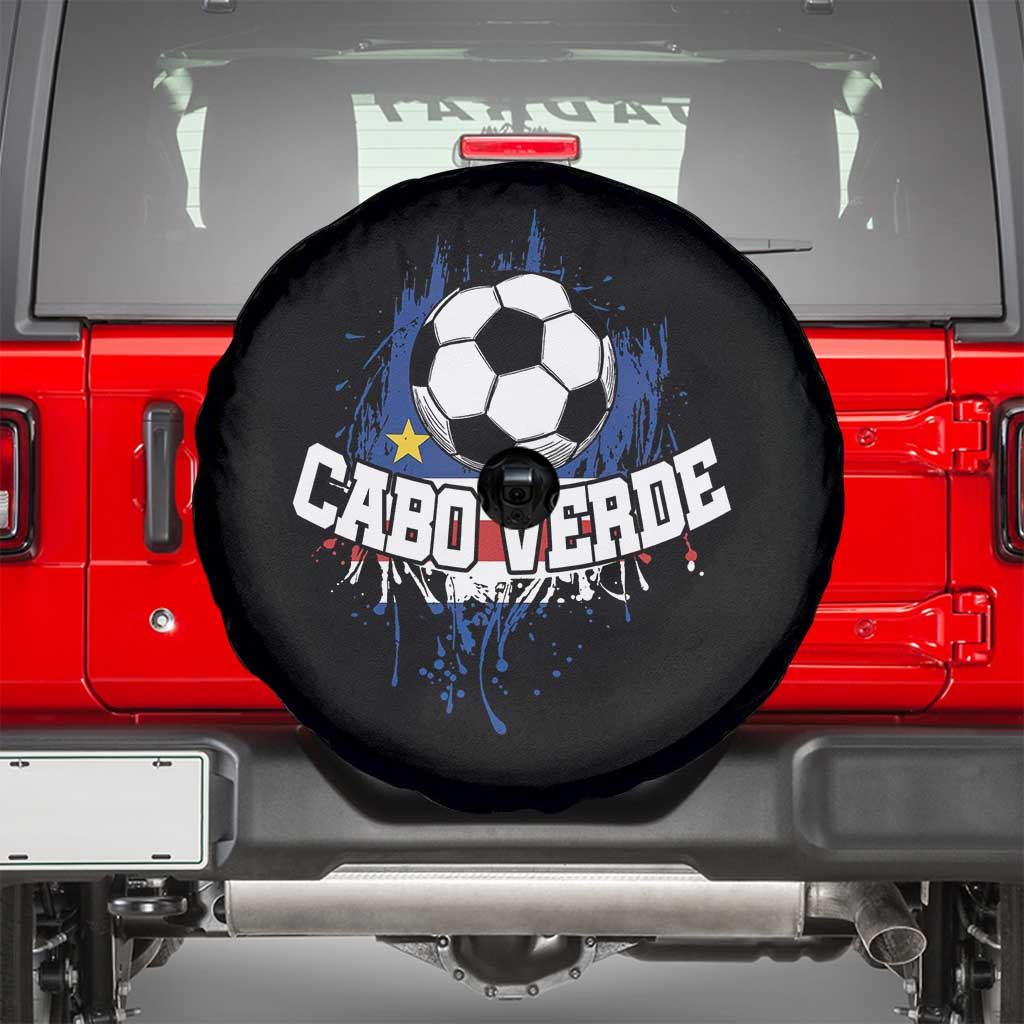 Cabo Verde Flag Football Graphic Spare Tire Cover Cape Verde Soccer Fans Artistic Pride TS02 Black Print Your Wear