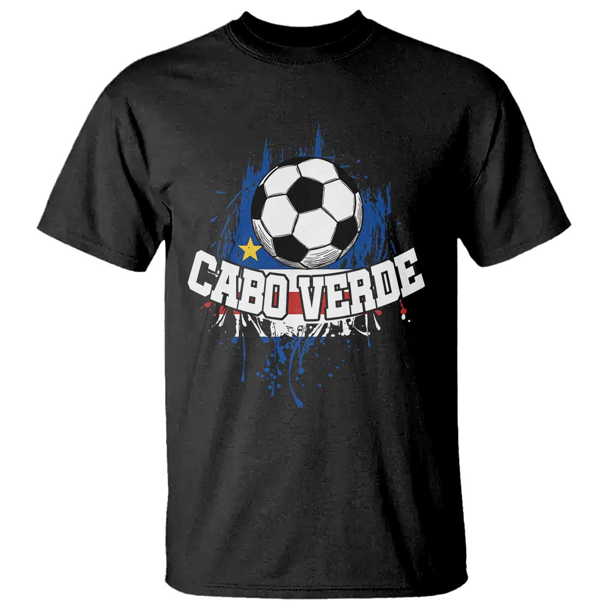 Cabo Verde Flag Football Graphic T Shirt Cape Verde Soccer Fans Artistic Pride