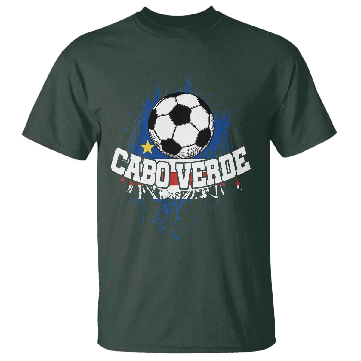 Cabo Verde Flag Football Graphic T Shirt Cape Verde Soccer Fans Artistic Pride