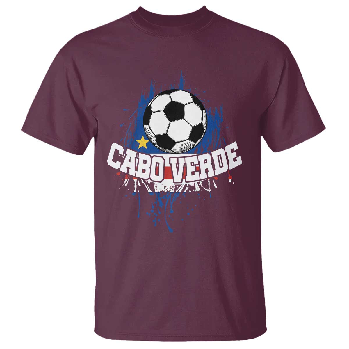 Cabo Verde Flag Football Graphic T Shirt Cape Verde Soccer Fans Artistic Pride