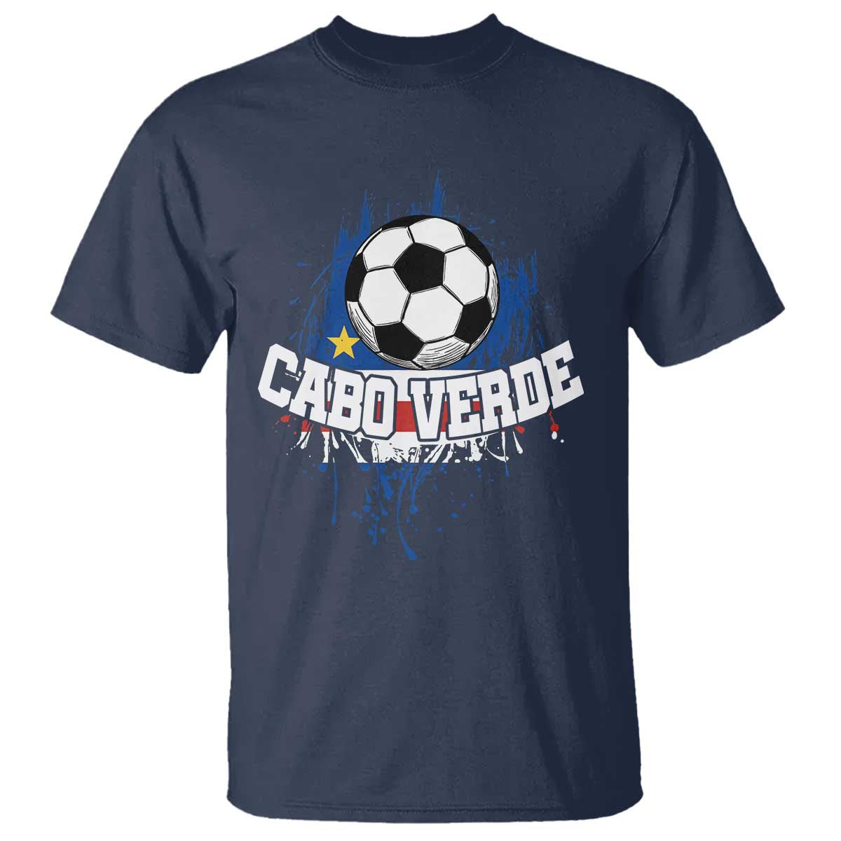 Cabo Verde Flag Football Graphic T Shirt Cape Verde Soccer Fans Artistic Pride