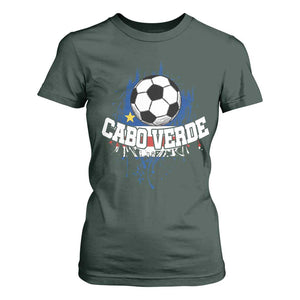 Cabo Verde Flag Football Graphic T Shirt For Women Cape Verde Soccer Fans Artistic Pride