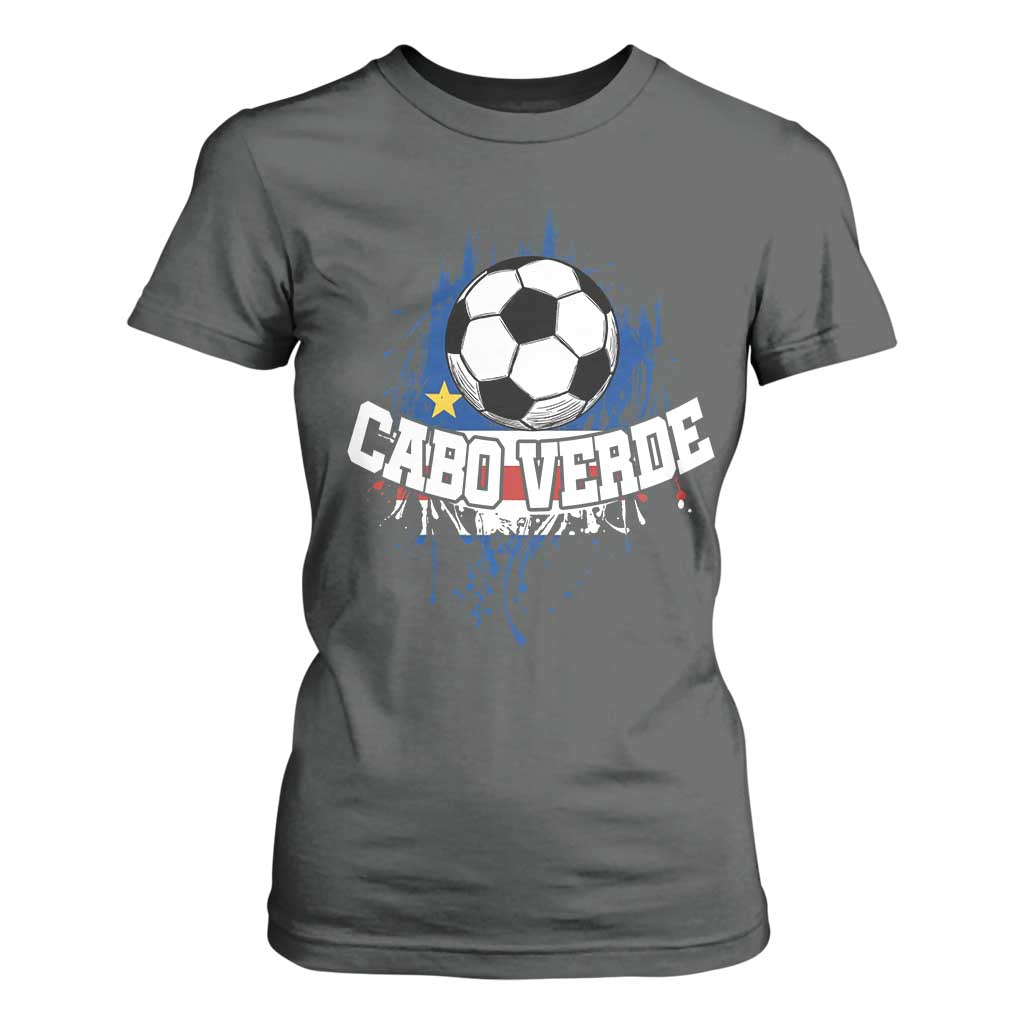 Cabo Verde Flag Football Graphic T Shirt For Women Cape Verde Soccer Fans Artistic Pride