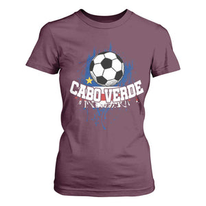 Cabo Verde Flag Football Graphic T Shirt For Women Cape Verde Soccer Fans Artistic Pride
