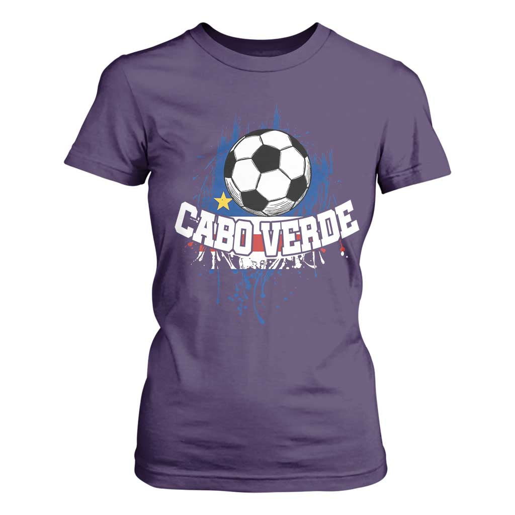 Cabo Verde Flag Football Graphic T Shirt For Women Cape Verde Soccer Fans Artistic Pride