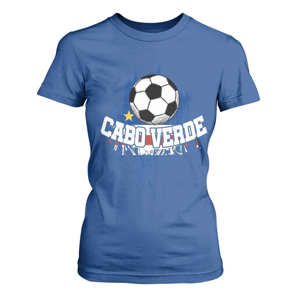 Cabo Verde Flag Football Graphic T Shirt For Women Cape Verde Soccer Fans Artistic Pride