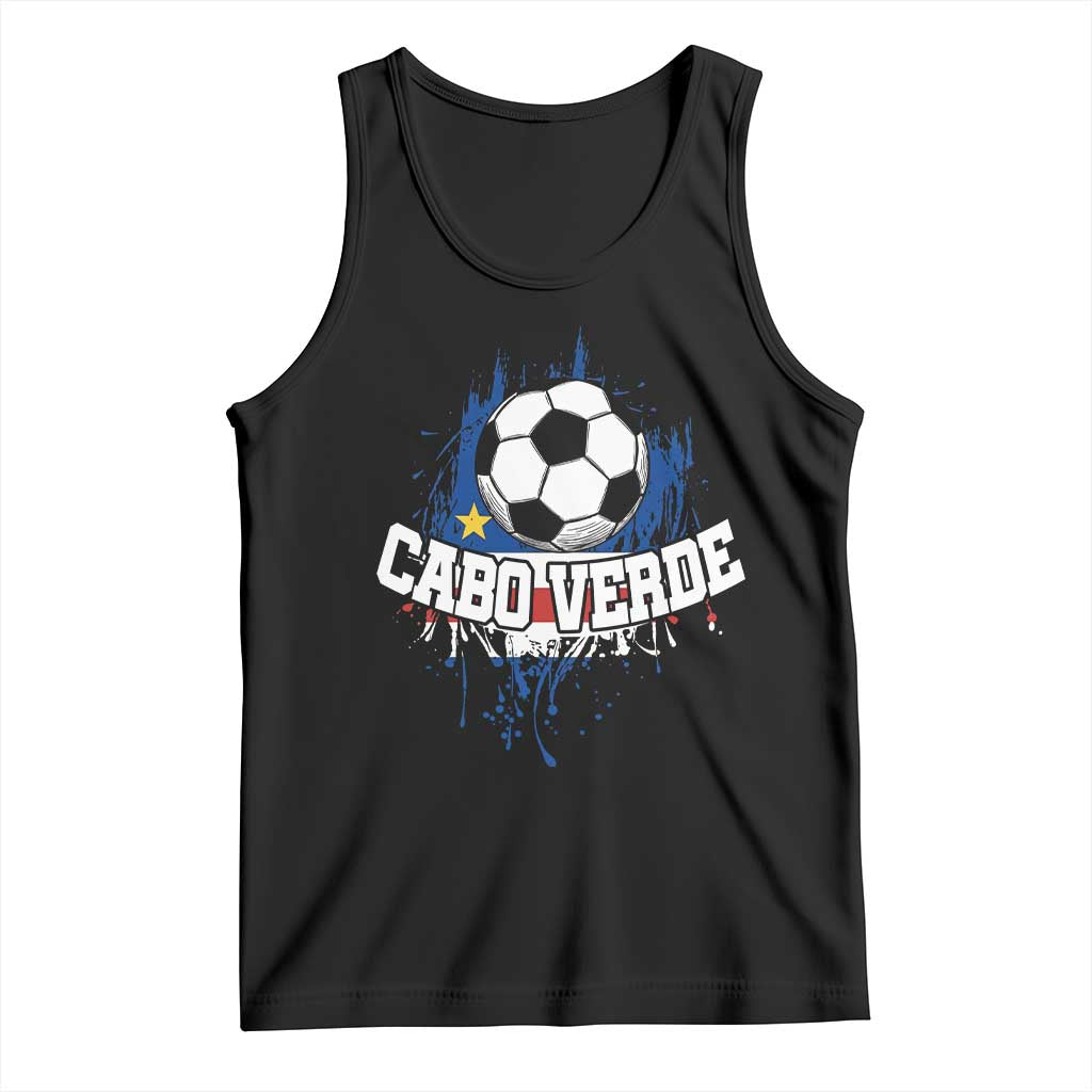 Cabo Verde Flag Football Graphic Tank Top Cape Verde Soccer Fans Artistic Pride TS02 Black Print Your Wear
