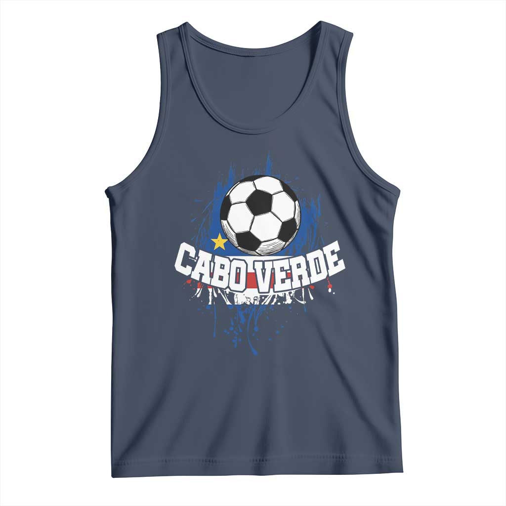 Cabo Verde Flag Football Graphic Tank Top Cape Verde Soccer Fans Artistic Pride