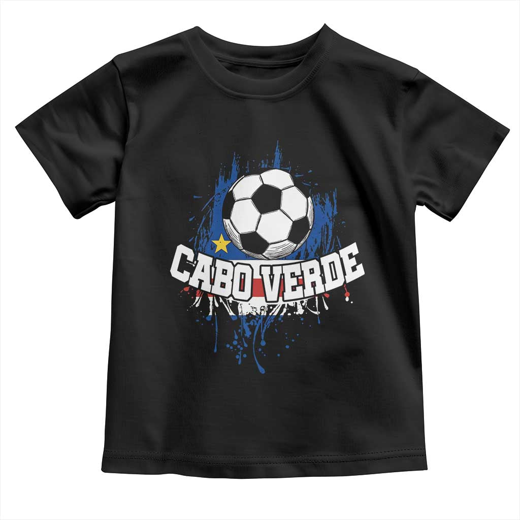 Cabo Verde Flag Football Graphic Toddler T Shirt Cape Verde Soccer Fans Artistic Pride TS02 Black Print Your Wear