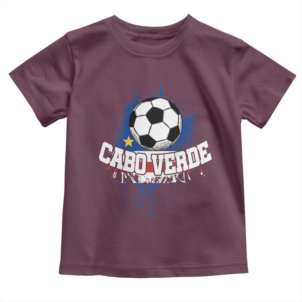 Cabo Verde Flag Football Graphic Toddler T Shirt Cape Verde Soccer Fans Artistic Pride