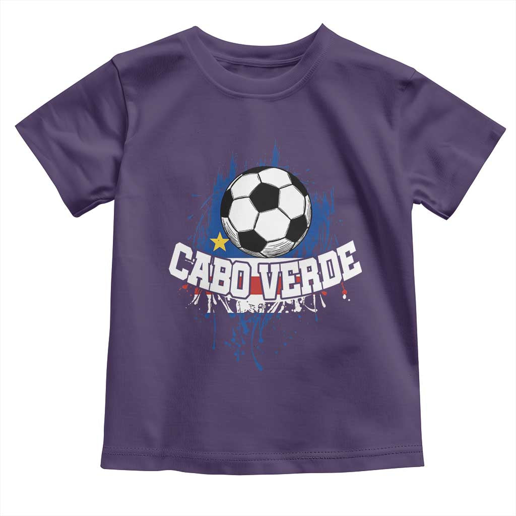 Cabo Verde Flag Football Graphic Toddler T Shirt Cape Verde Soccer Fans Artistic Pride