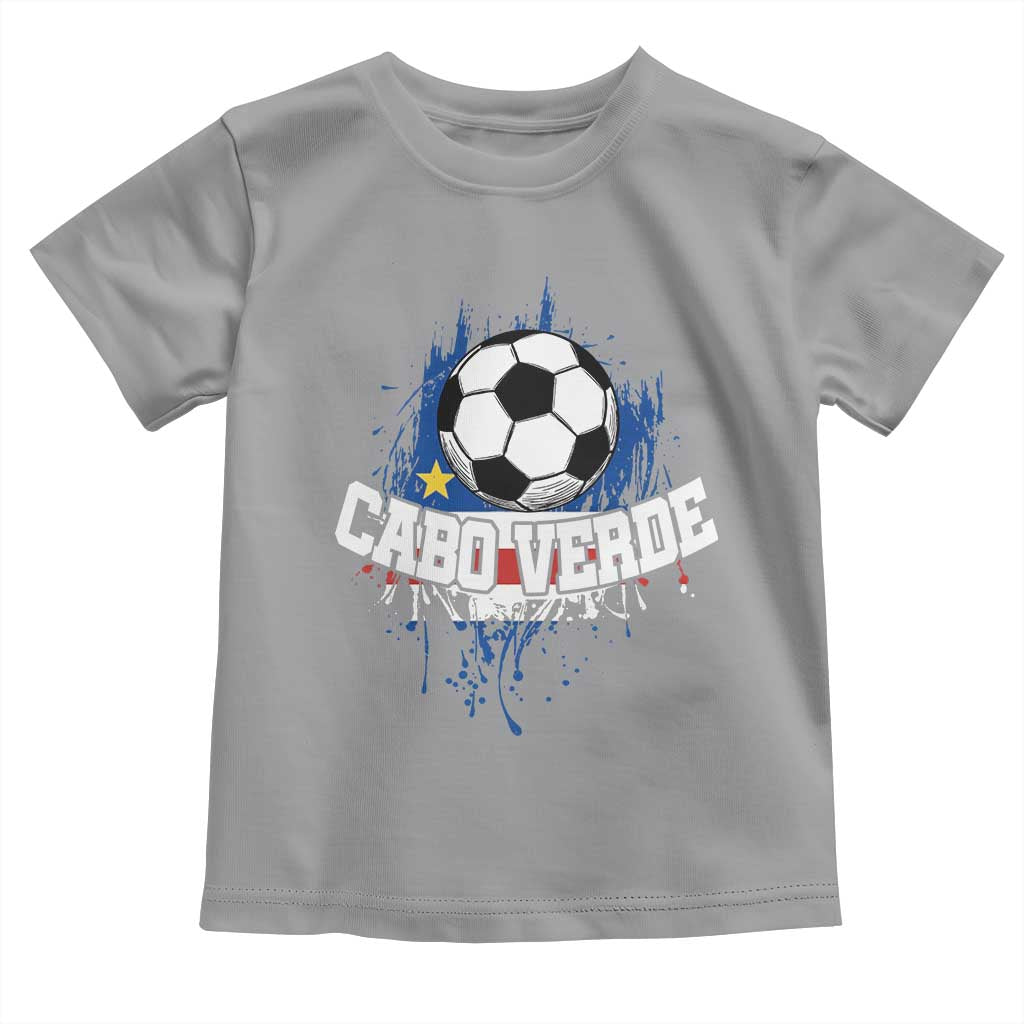 Cabo Verde Flag Football Graphic Toddler T Shirt Cape Verde Soccer Fans Artistic Pride