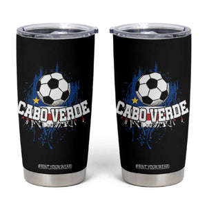 Cabo Verde Flag Football Graphic Tumbler Cup Cape Verde Soccer Fans Artistic Pride TS02 Black Print Your Wear