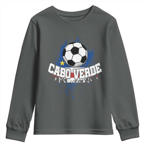 Cabo Verde Flag Football Graphic Youth Sweatshirt Cape Verde Soccer Fans Artistic Pride
