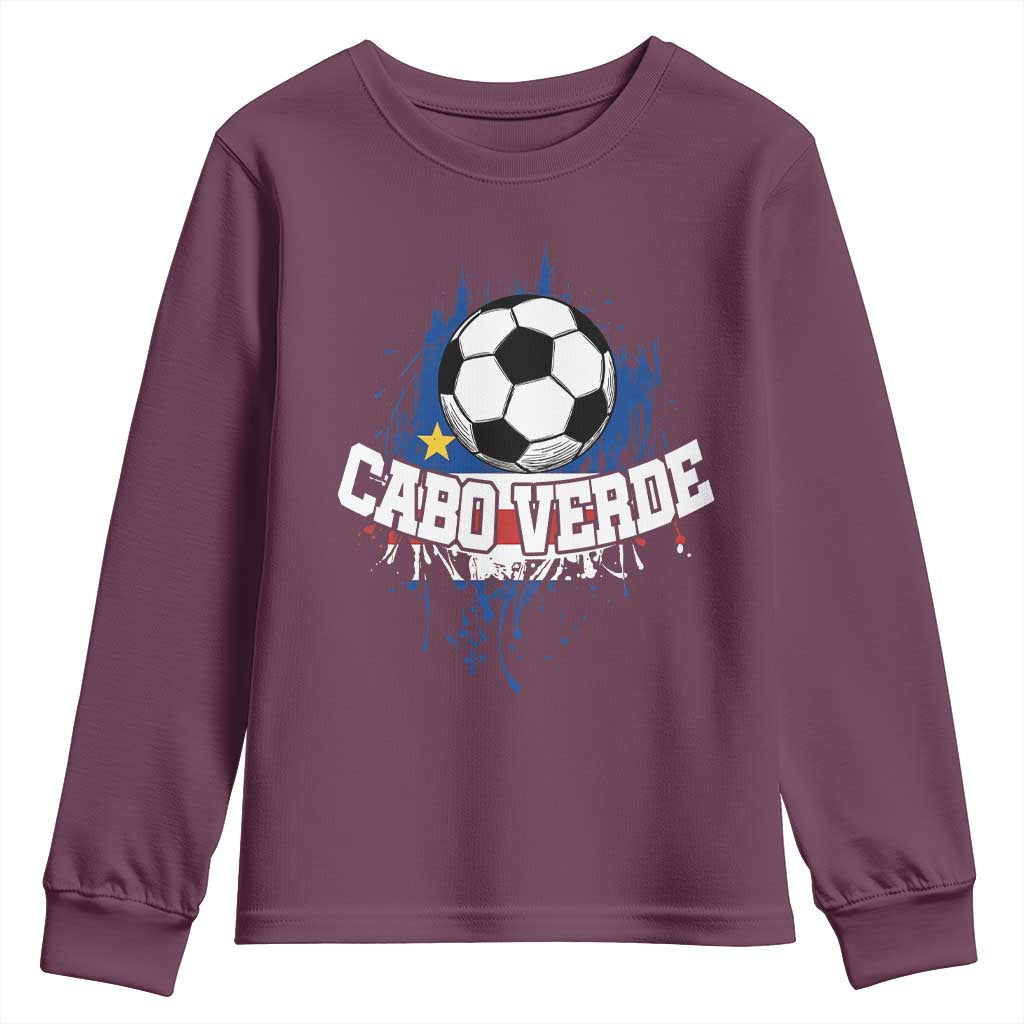 Cabo Verde Flag Football Graphic Youth Sweatshirt Cape Verde Soccer Fans Artistic Pride