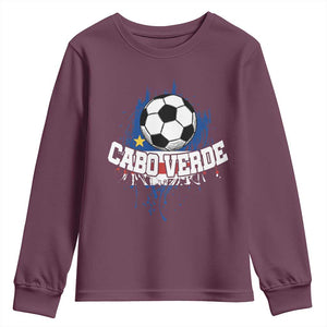Cabo Verde Flag Football Graphic Youth Sweatshirt Cape Verde Soccer Fans Artistic Pride
