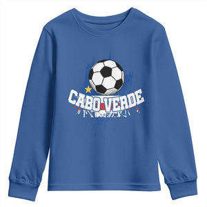 Cabo Verde Flag Football Graphic Youth Sweatshirt Cape Verde Soccer Fans Artistic Pride