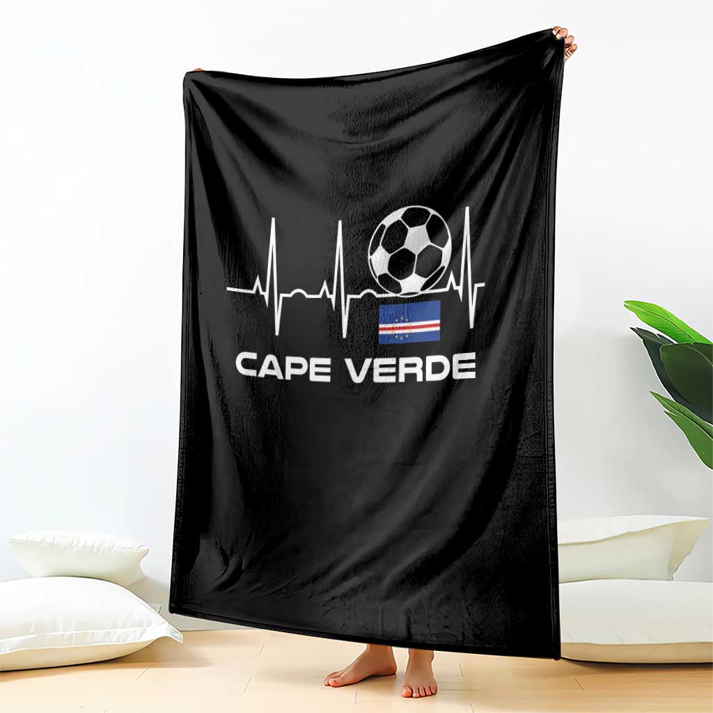 Cape Verde Soccer Heartbeat EKG Pulse Graphic Throw Blanket Cabo Verde Football Fans Pride TS02 Print Your Wear