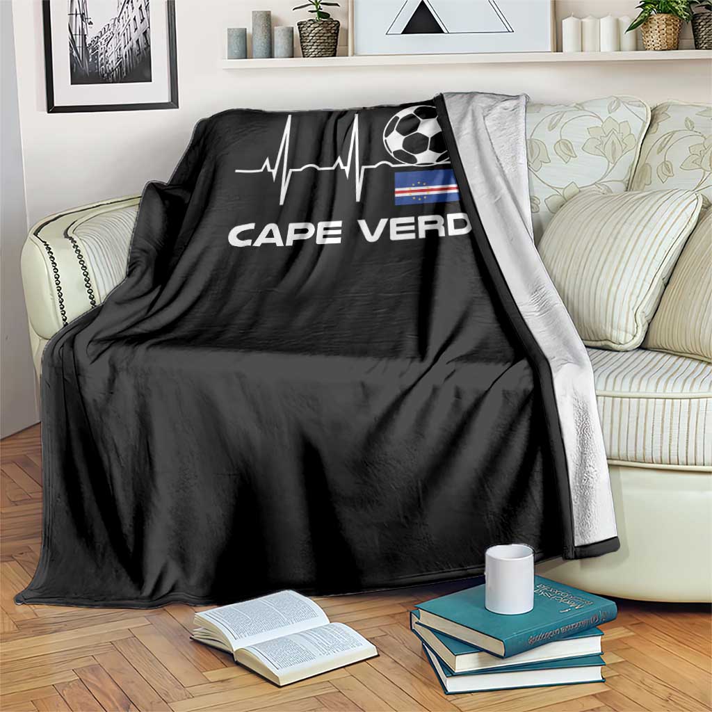 Cape Verde Soccer Heartbeat EKG Pulse Graphic Throw Blanket Cabo Verde Football Fans Pride TS02 Print Your Wear