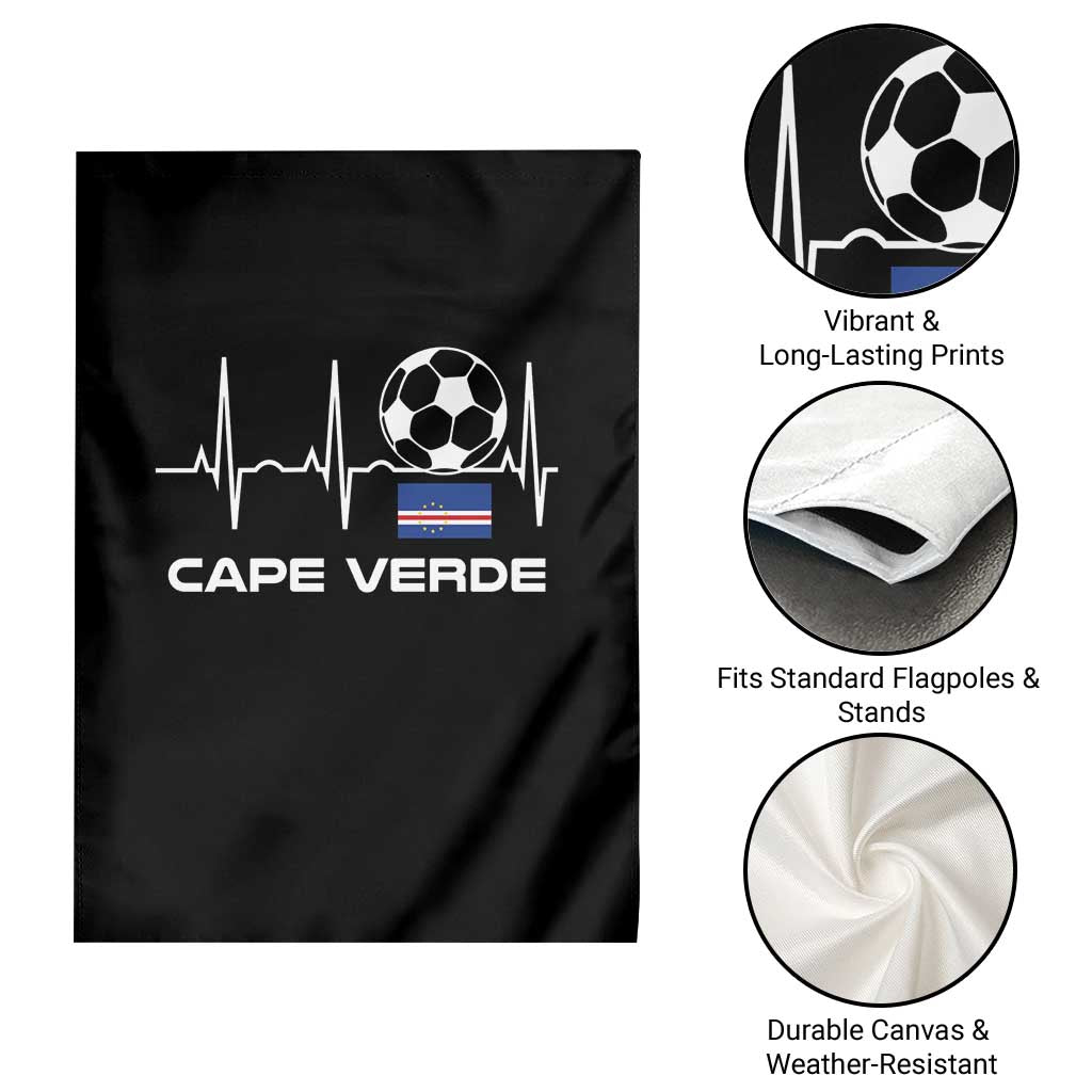 Cape Verde Soccer Heartbeat EKG Pulse Graphic Garden Flag Cabo Verde Football Fans Pride TS02 Print Your Wear
