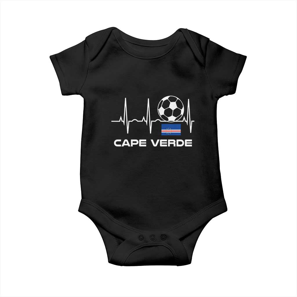 Cape Verde Soccer Heartbeat EKG Pulse Graphic Baby Onesie Cabo Verde Football Fans Pride TS02 Black Print Your Wear