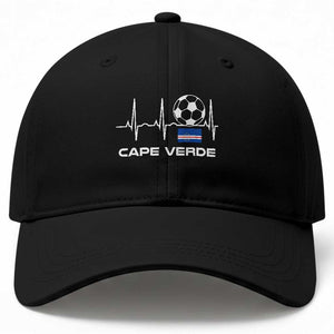 Cape Verde Soccer Heartbeat EKG Pulse Graphic Baseball Cap Cabo Verde Football Fans Pride