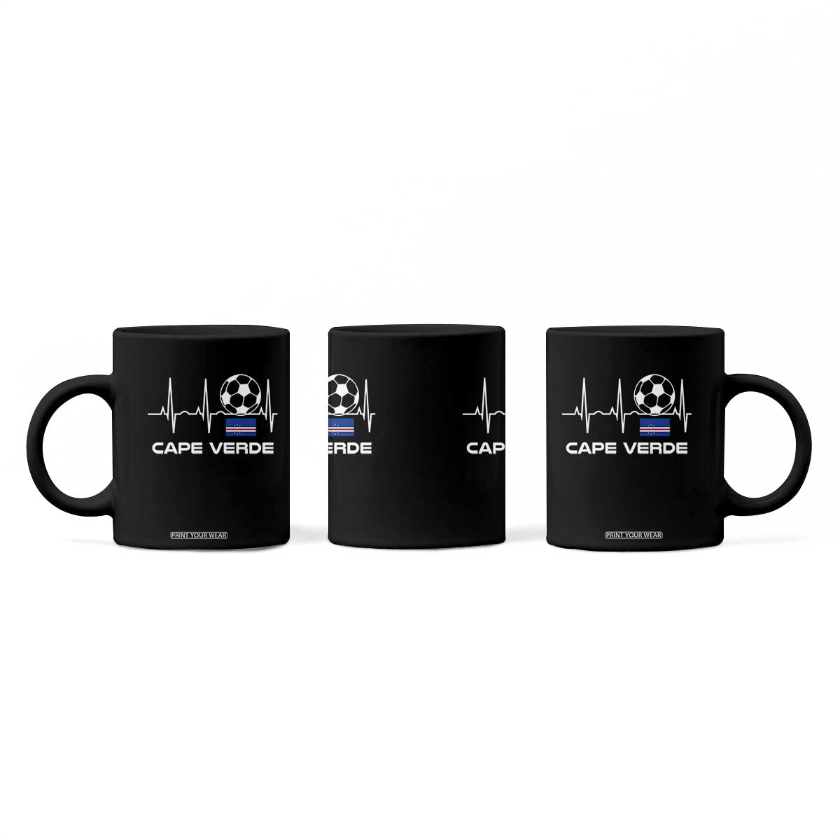 Cape Verde Soccer Heartbeat EKG Pulse Graphic Coffee Mug Cabo Verde Football Fans Pride TS02 Print Your Wear