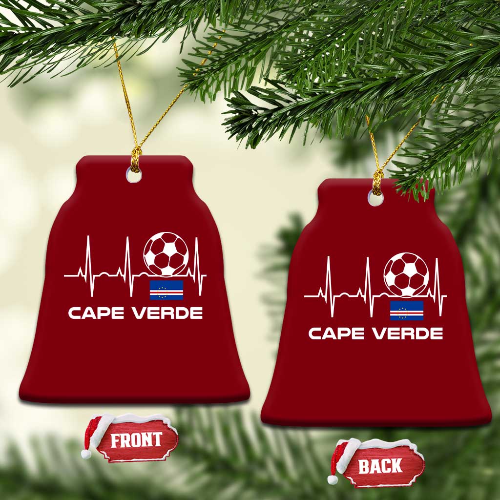 Cape Verde Soccer Heartbeat EKG Pulse Graphic Ceramic Ornament Cabo Verde Football Fans Pride