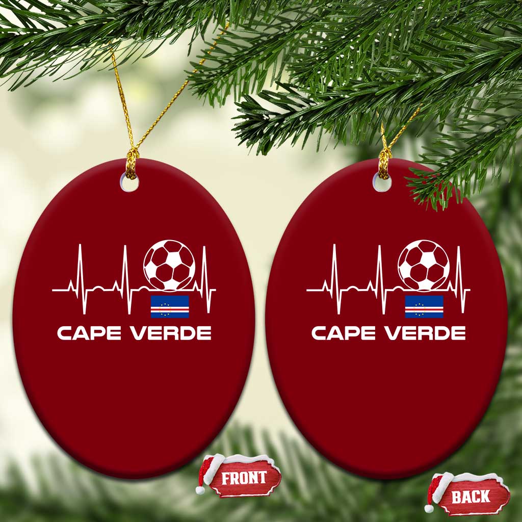 Cape Verde Soccer Heartbeat EKG Pulse Graphic Ceramic Ornament Cabo Verde Football Fans Pride