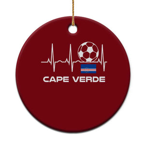 Cape Verde Soccer Heartbeat EKG Pulse Graphic Ceramic Ornament Cabo Verde Football Fans Pride