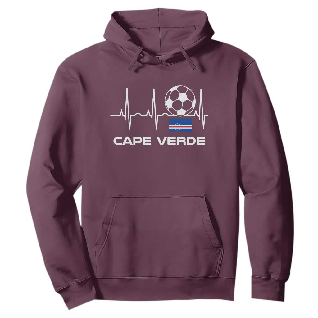 Cape Verde Soccer Heartbeat EKG Pulse Graphic Hoodie Cabo Verde Football Fans Pride