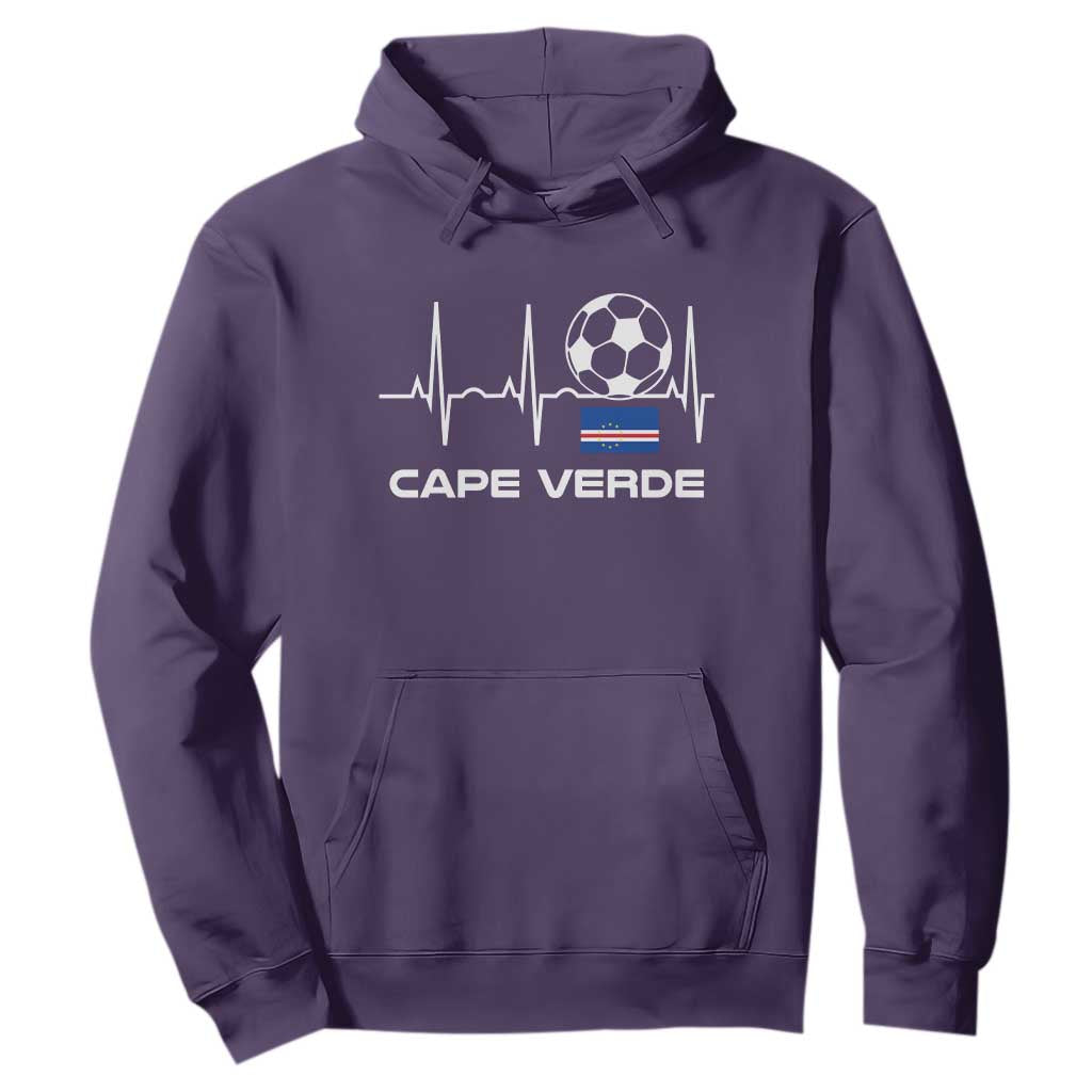Cape Verde Soccer Heartbeat EKG Pulse Graphic Hoodie Cabo Verde Football Fans Pride