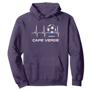 Cape Verde Soccer Heartbeat EKG Pulse Graphic Hoodie Cabo Verde Football Fans Pride