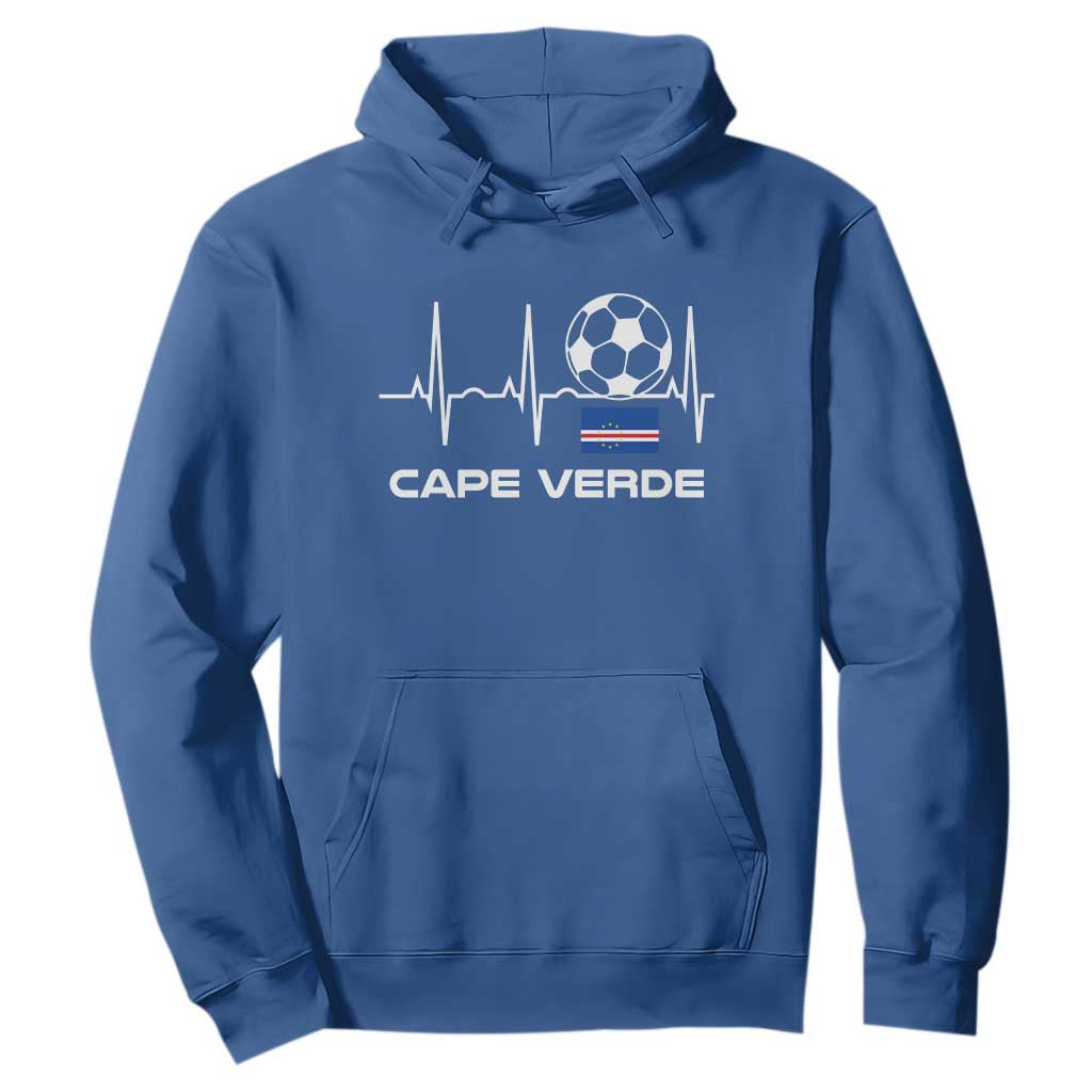 Cape Verde Soccer Heartbeat EKG Pulse Graphic Hoodie Cabo Verde Football Fans Pride