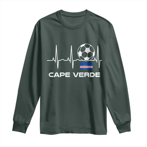 Cape Verde Soccer Heartbeat EKG Pulse Graphic Long Sleeve Shirt Cabo Verde Football Fans Pride