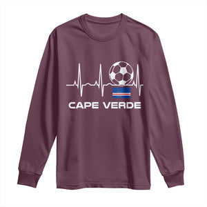 Cape Verde Soccer Heartbeat EKG Pulse Graphic Long Sleeve Shirt Cabo Verde Football Fans Pride