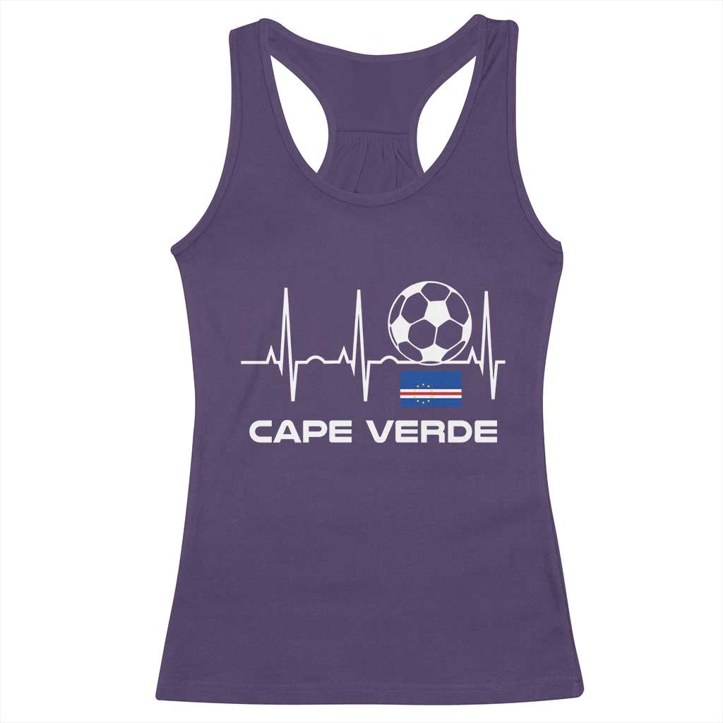 Cape Verde Soccer Heartbeat EKG Pulse Graphic Racerback Tank Top Cabo Verde Football Fans Pride