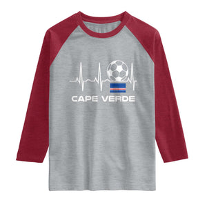 Cape Verde Soccer Heartbeat EKG Pulse Graphic Raglan Shirt Cabo Verde Football Fans Pride