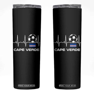 Cape Verde Soccer Heartbeat EKG Pulse Graphic Skinny Tumbler Cabo Verde Football Fans Pride TS02 Black Print Your Wear
