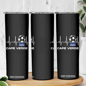 Cape Verde Soccer Heartbeat EKG Pulse Graphic Skinny Tumbler Cabo Verde Football Fans Pride TS02 Print Your Wear