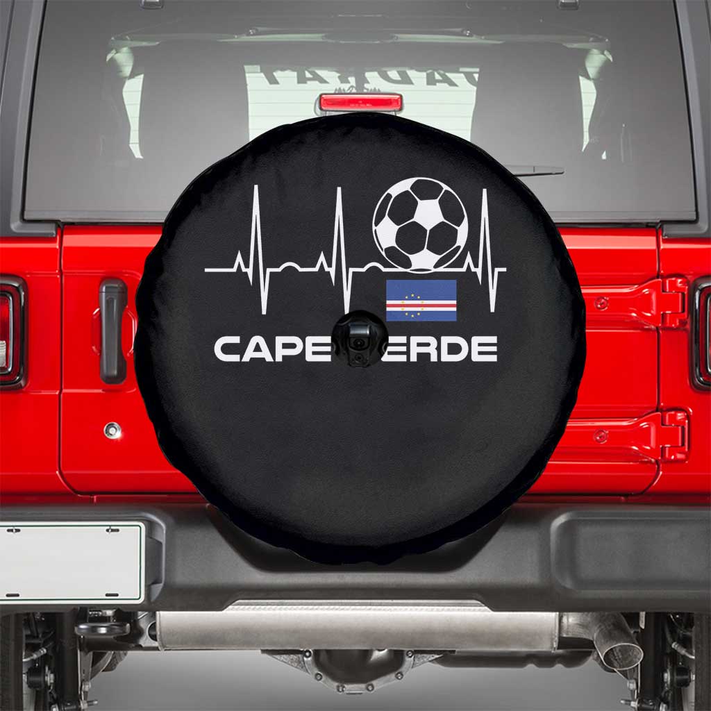 Cape Verde Soccer Heartbeat EKG Pulse Graphic Spare Tire Cover Cabo Verde Football Fans Pride TS02 Black Print Your Wear