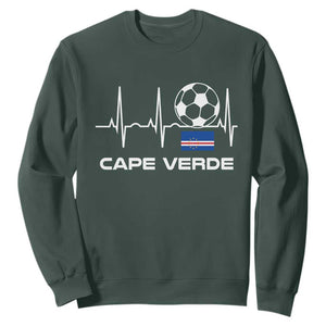Cape Verde Soccer Heartbeat EKG Pulse Graphic Sweatshirt Cabo Verde Football Fans Pride