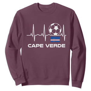 Cape Verde Soccer Heartbeat EKG Pulse Graphic Sweatshirt Cabo Verde Football Fans Pride