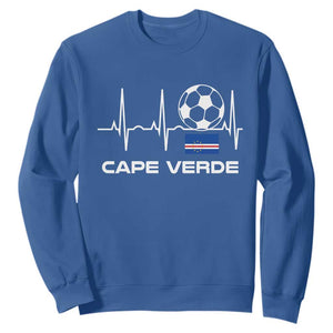 Cape Verde Soccer Heartbeat EKG Pulse Graphic Sweatshirt Cabo Verde Football Fans Pride