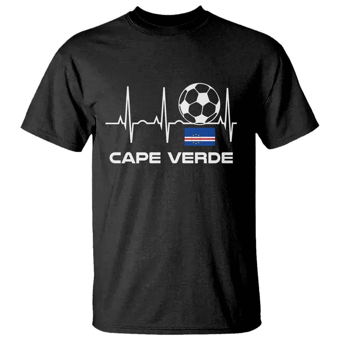 Cape Verde Soccer Heartbeat EKG Pulse Graphic T Shirt Cabo Verde Football Fans Pride