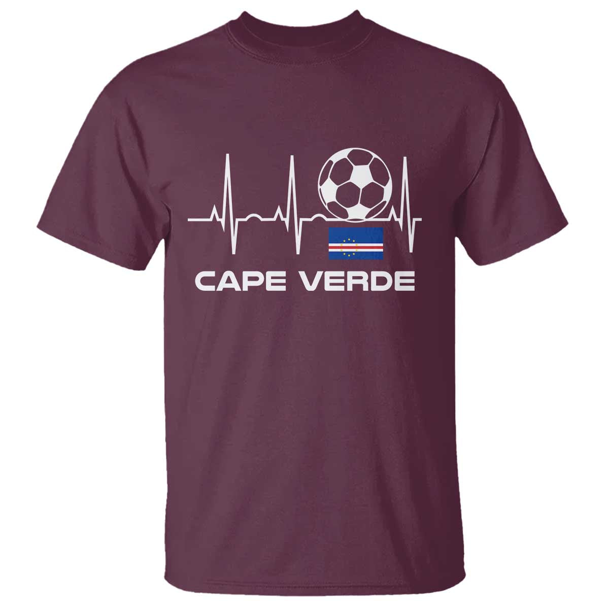 Cape Verde Soccer Heartbeat EKG Pulse Graphic T Shirt Cabo Verde Football Fans Pride
