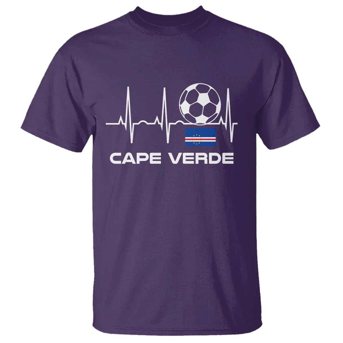 Cape Verde Soccer Heartbeat EKG Pulse Graphic T Shirt Cabo Verde Football Fans Pride