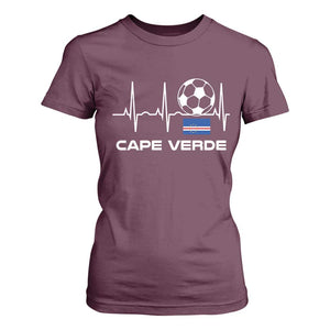 Cape Verde Soccer Heartbeat EKG Pulse Graphic T Shirt For Women Cabo Verde Football Fans Pride