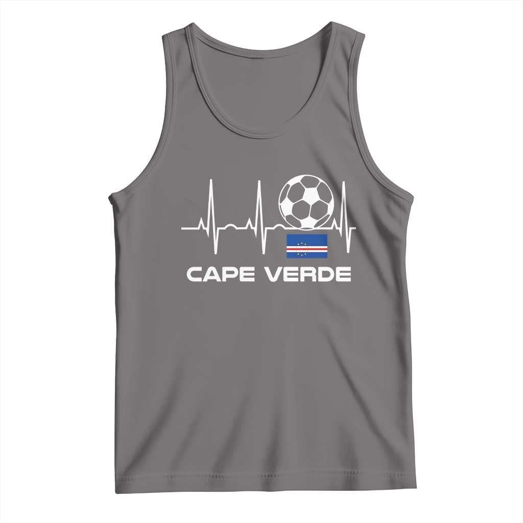 Cape Verde Soccer Heartbeat EKG Pulse Graphic Tank Top Cabo Verde Football Fans Pride