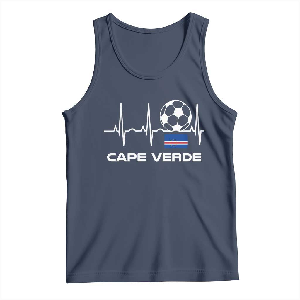 Cape Verde Soccer Heartbeat EKG Pulse Graphic Tank Top Cabo Verde Football Fans Pride